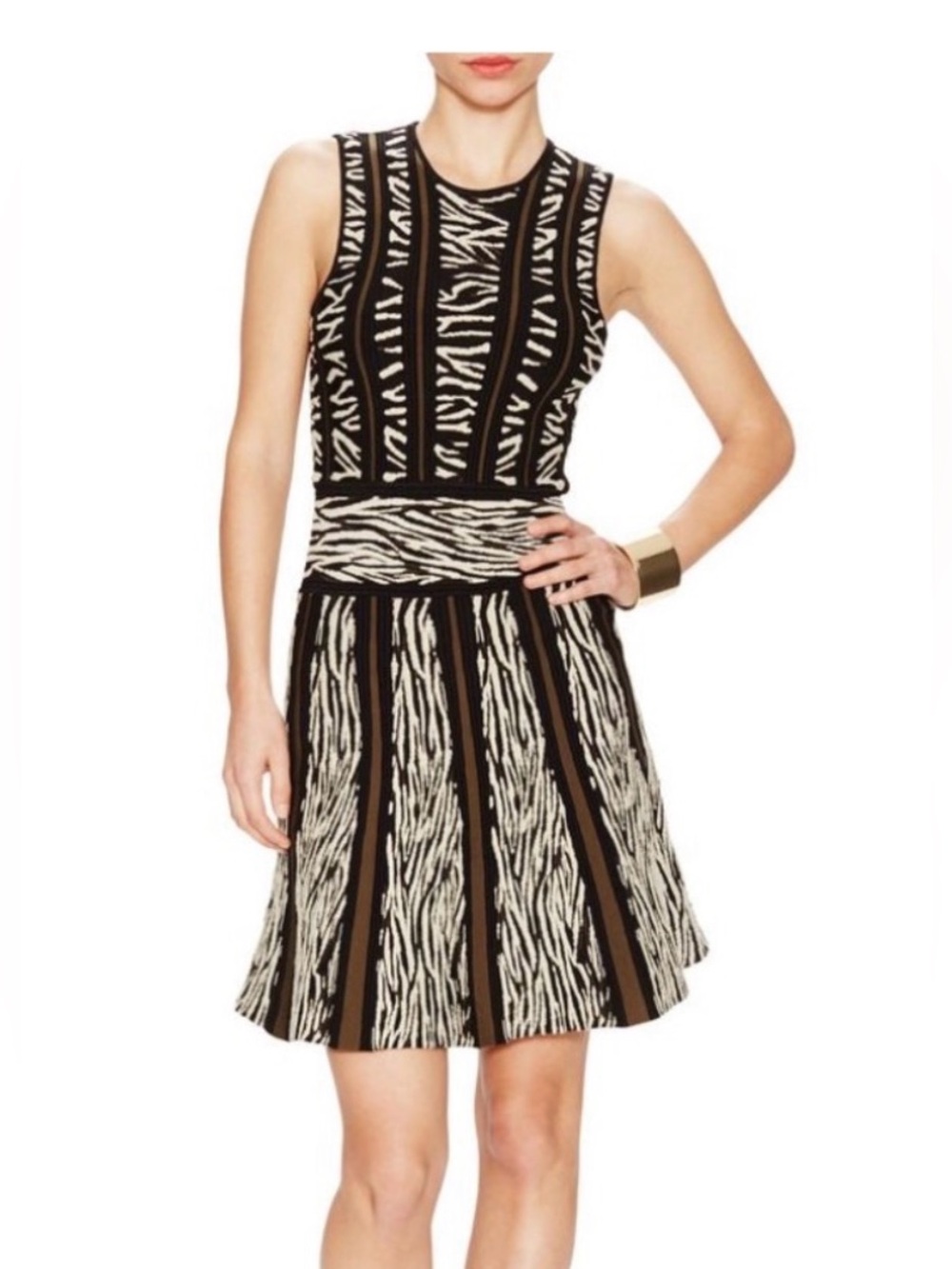 Ronny Kobo Hilda Zebra Print Jacquard A-Line Mini Dress